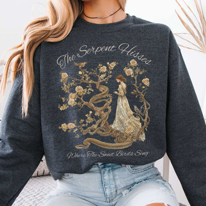 The Serpent Hisses Where The Sweet Birds Sing Tess of the D’Urbervilles Sweatshirt Dark Heather / S Sweatshirt The Mystic Eden Bookish Book Lovers