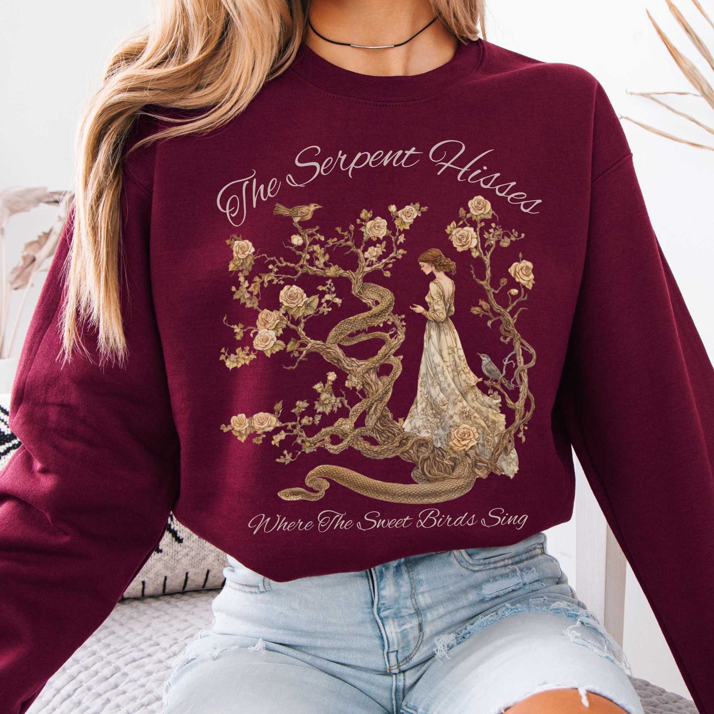 The Serpent Hisses Where The Sweet Birds Sing Tess of the D’Urbervilles Sweatshirt Maroon / S Sweatshirt The Mystic Eden Bookish Book Lovers