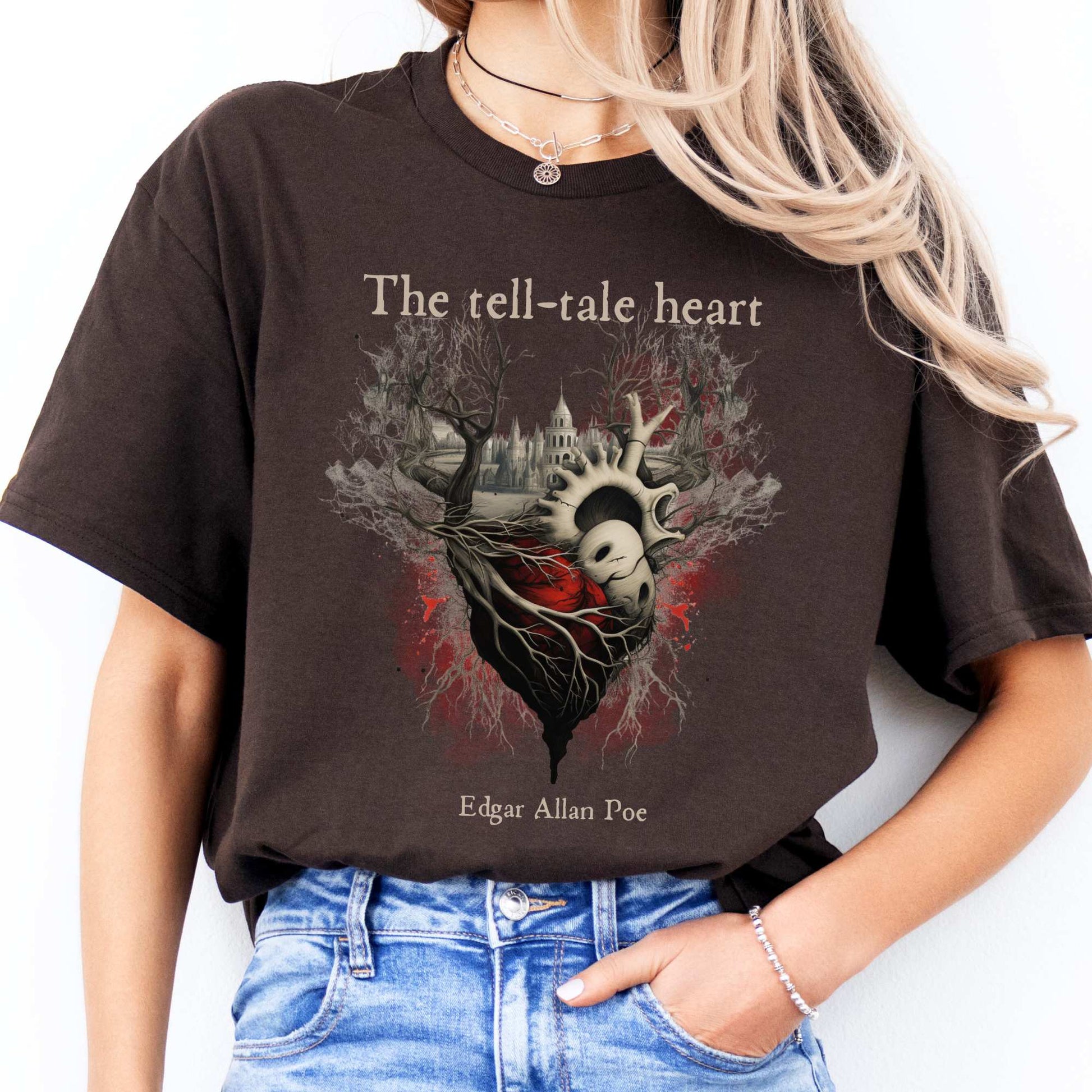 The Tell-Tale Heart Edgar Allan Poe Shirt Dark Chocolate / S T-Shirt The Mystic Eden Bookish Book Lovers