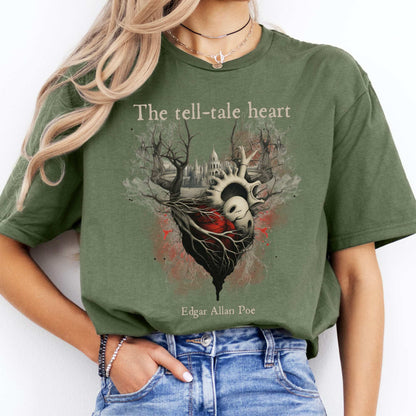 The Tell-Tale Heart Edgar Allan Poe Shirt Military Green / S T-Shirt The Mystic Eden Bookish Book Lovers