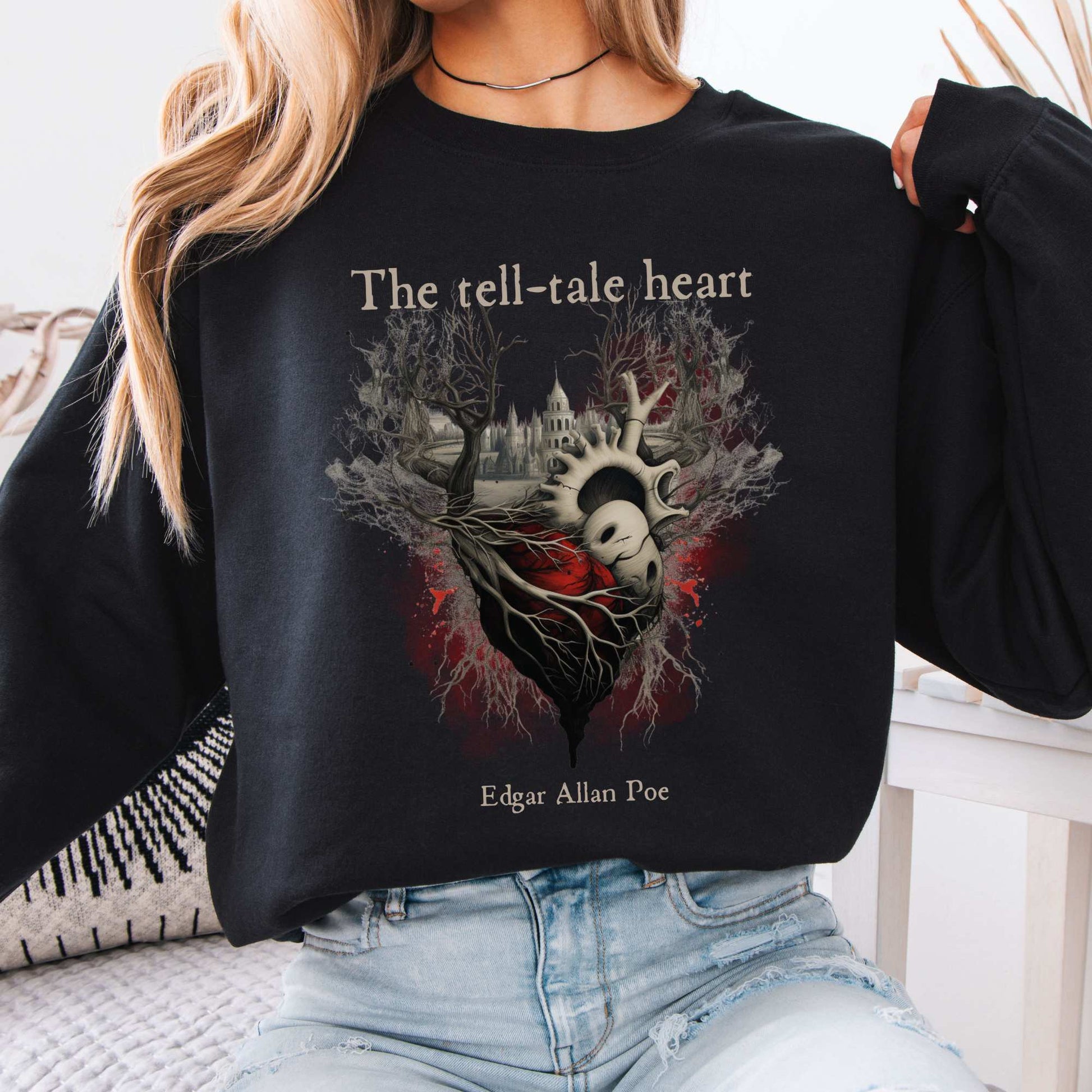 The Tell-Tale Heart Edgar Allan Poe Sweatshirt Black / S Sweatshirt The Mystic Eden Bookish Book Lovers