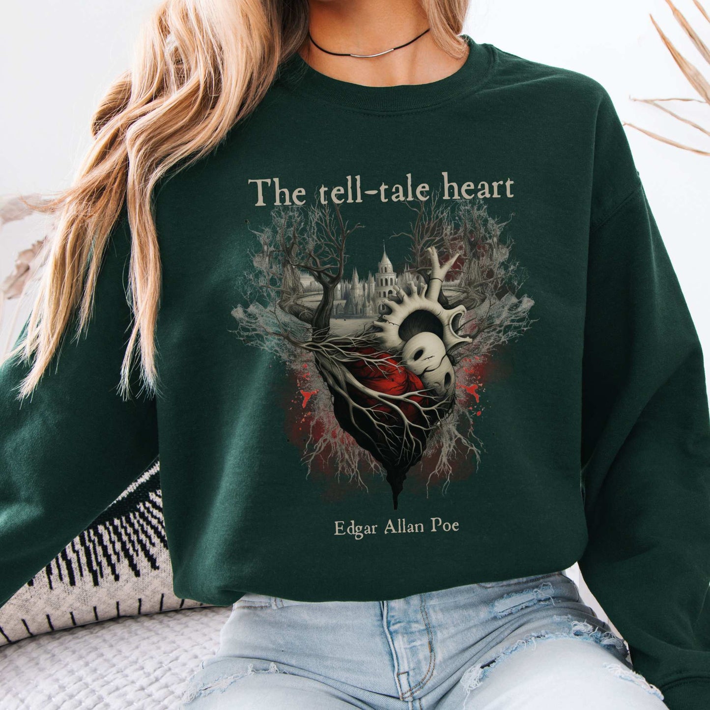 The Tell-Tale Heart Edgar Allan Poe Sweatshirt Forest Green / S Sweatshirt The Mystic Eden Bookish Book Lovers