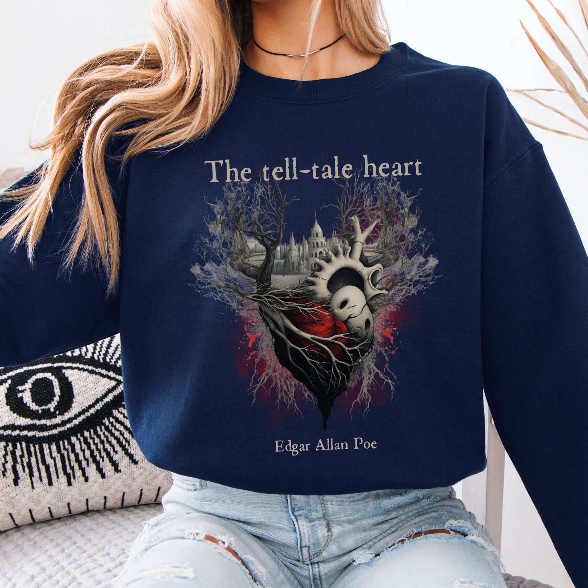 The Tell-Tale Heart Edgar Allan Poe Sweatshirt Navy / S Sweatshirt The Mystic Eden Bookish Book Lovers