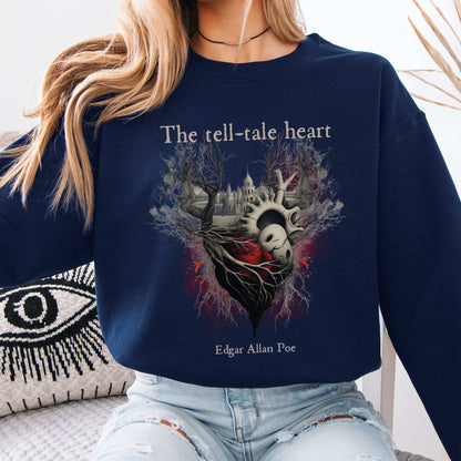 The Tell-Tale Heart Edgar Allan Poe Sweatshirt Navy / S Sweatshirt The Mystic Eden Bookish Book Lovers