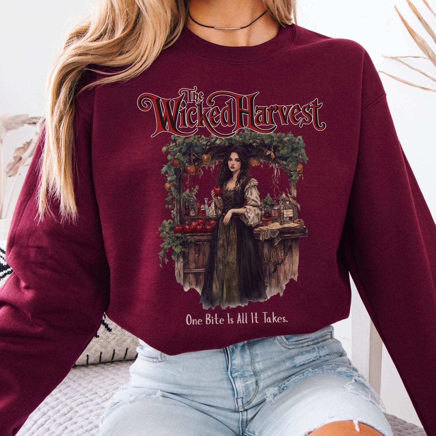 The Wicked Harvest Fairytale Sweatshirt Maroon / S Sweatshirt The Mystic Eden Bookish Book Lovers