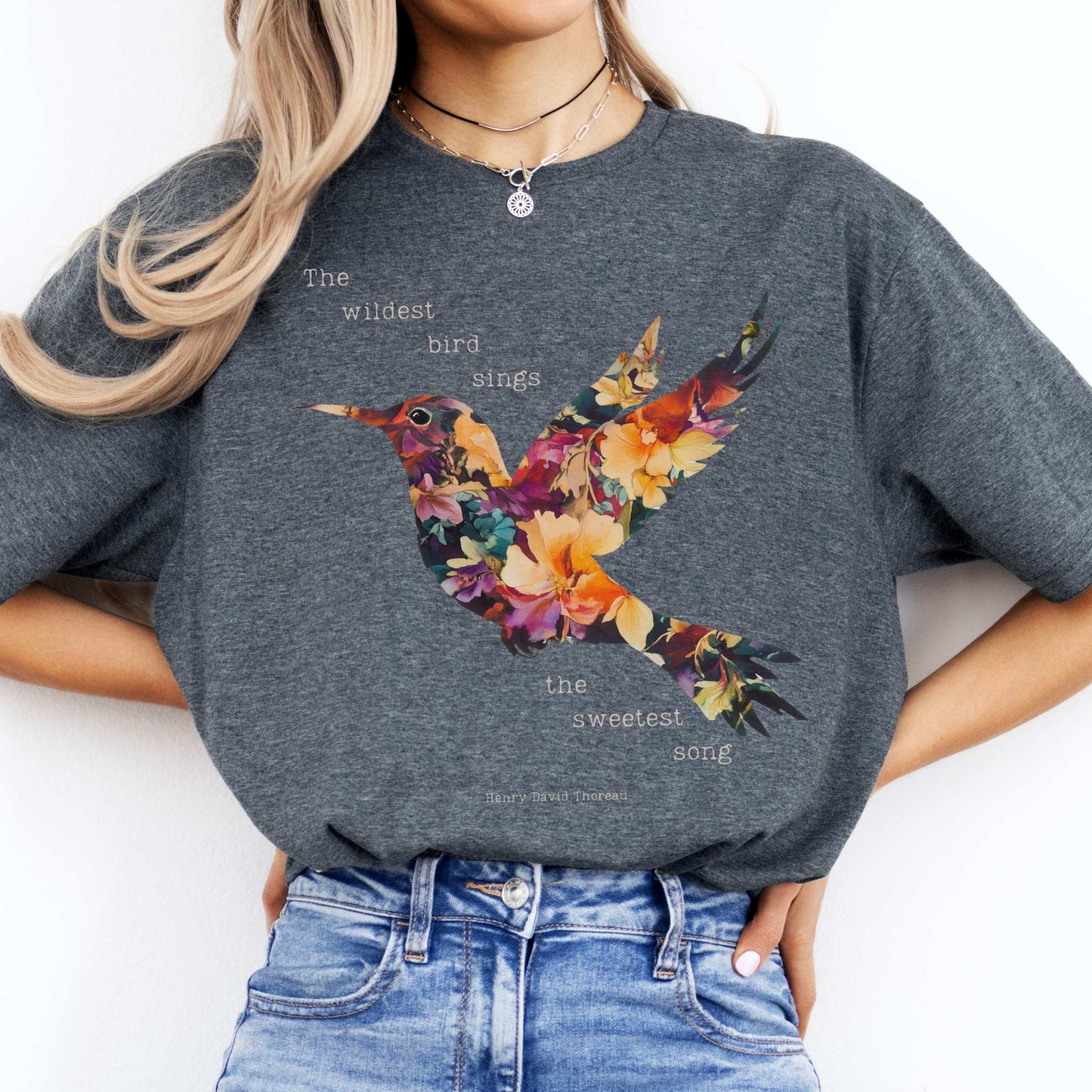 The wildest bird sings the sweetest song - Henry Thoreau Shirt Dark Heather / S T-Shirt The Mystic Eden Bookish Book Lovers