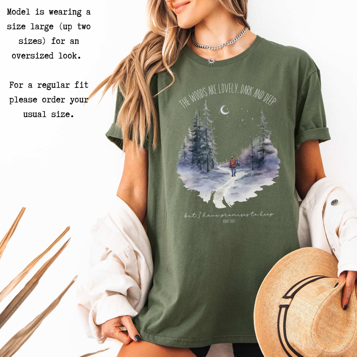 The Woods Are Lovely Robert Frost T-Shirt T-Shirt The Mystic Eden Bookish Book Lovers