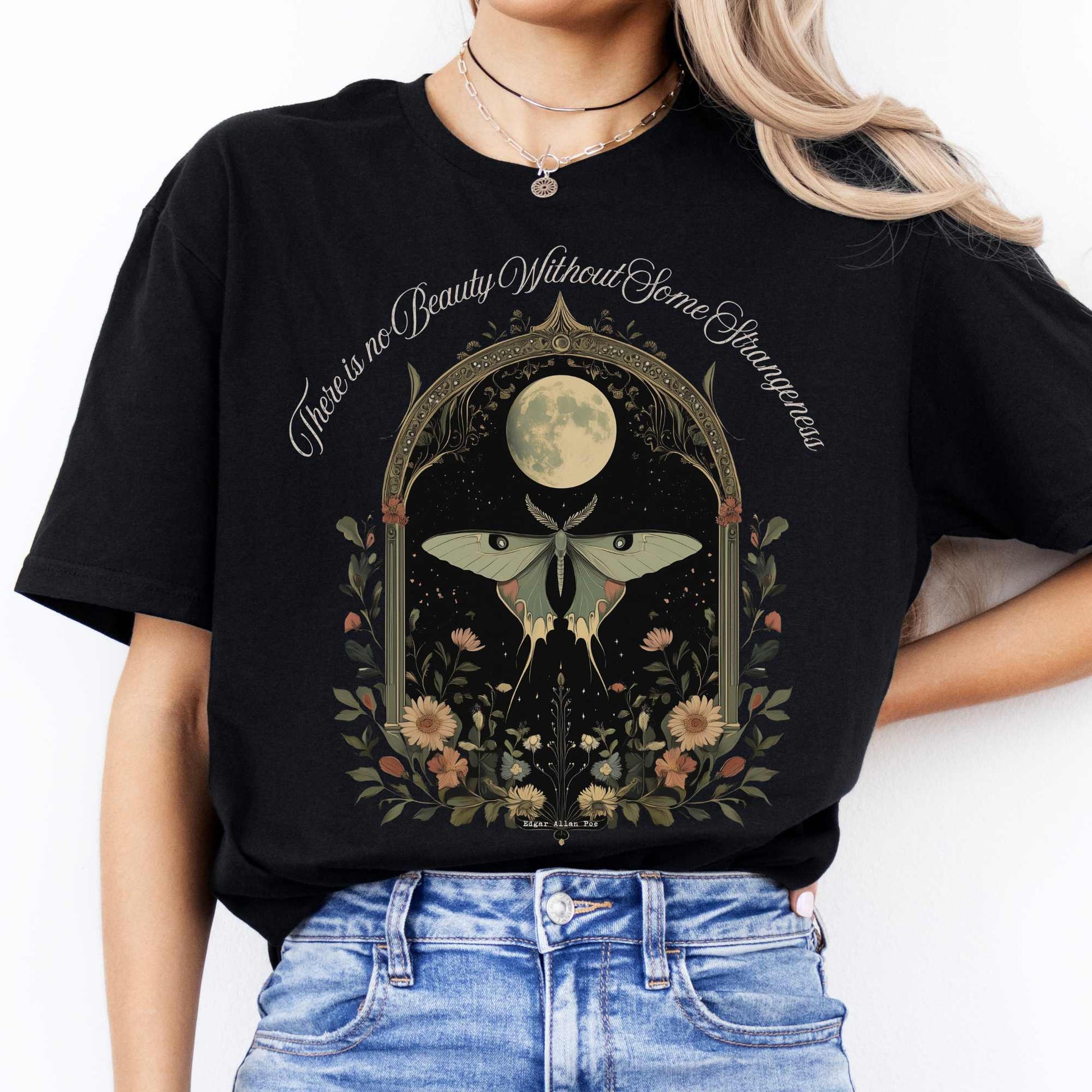 There is no Beauty Without Some Strangeness Edgar Allan Poe Shirt Black / S T-Shirt The Mystic Eden Bookish Book Lovers