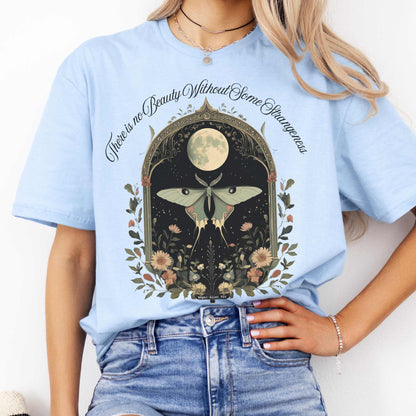 There is no Beauty Without Some Strangeness Edgar Allan Poe Shirt Light Blue / S T-Shirt The Mystic Eden Bookish Book Lovers