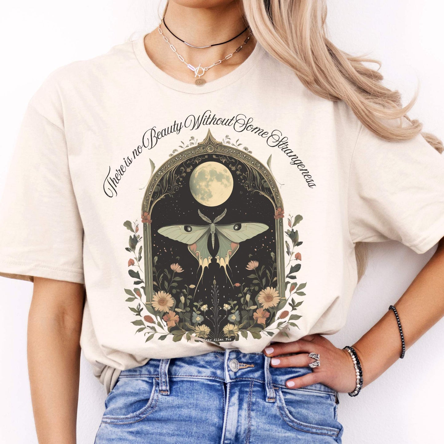 There is no Beauty Without Some Strangeness Edgar Allan Poe Shirt Natural / S T-Shirt The Mystic Eden Bookish Book Lovers