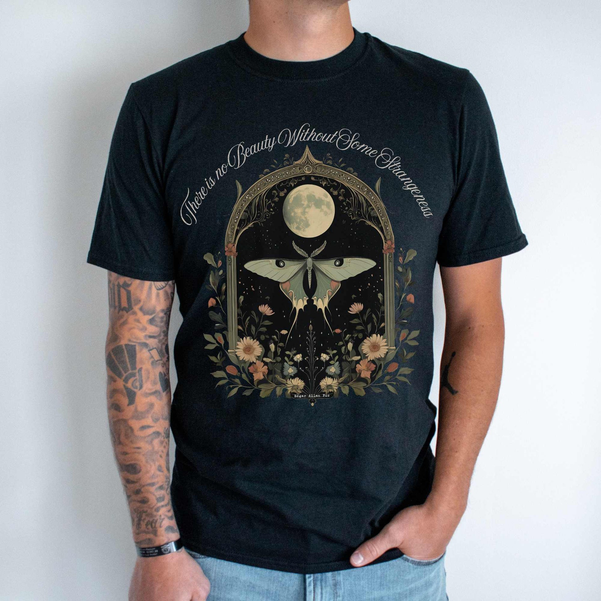 There is no Beauty Without Some Strangeness Edgar Allan Poe Shirt T-Shirt The Mystic Eden Bookish Book Lovers