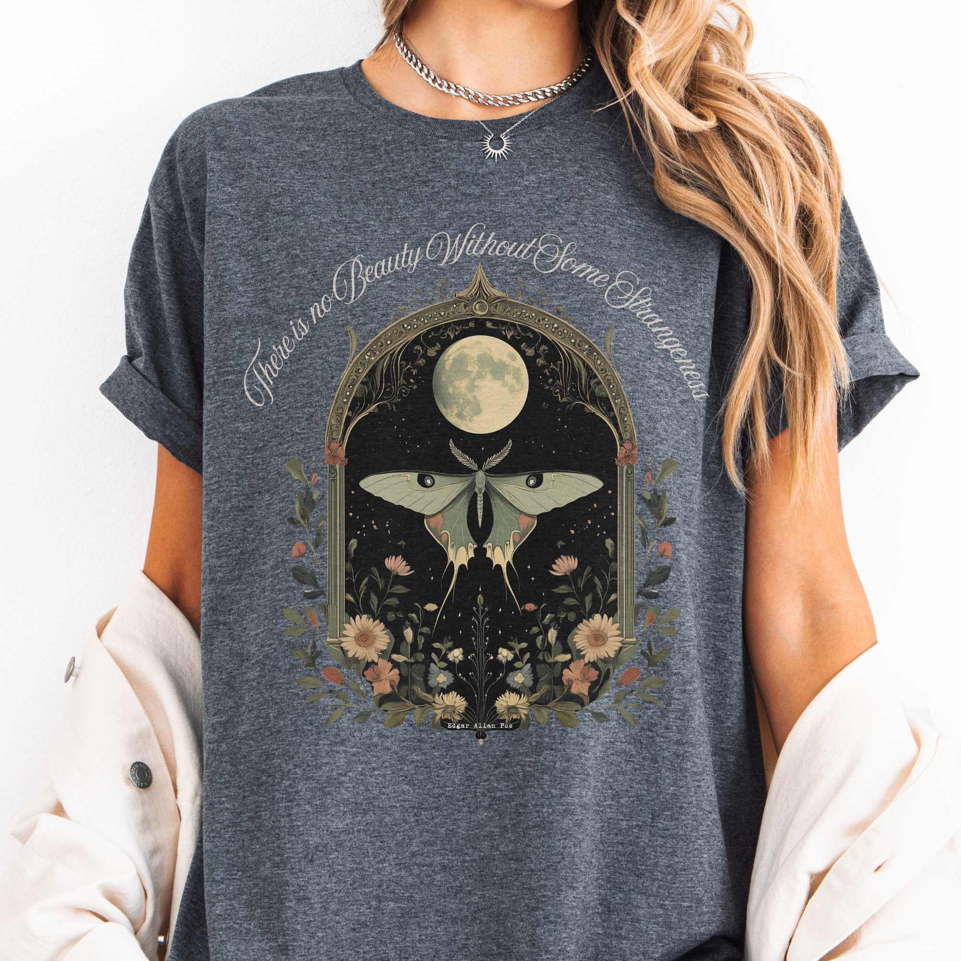 There is no Beauty Without Some Strangeness Edgar Allan Poe Shirt T-Shirt The Mystic Eden Bookish Book Lovers