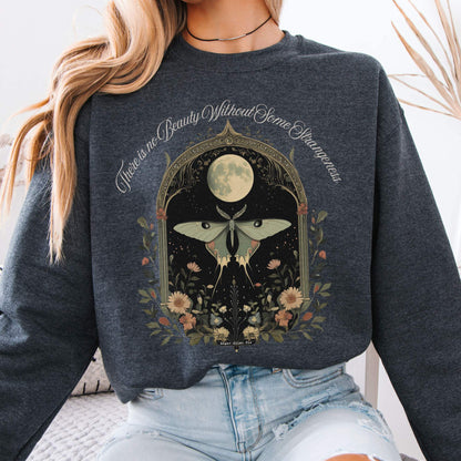 There is no Beauty Without Some Strangeness Poe Sweatshirt Dark Heather / S Sweatshirt The Mystic Eden Bookish Book Lovers