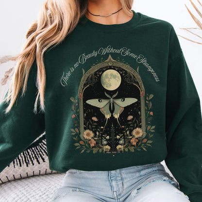 There is no Beauty Without Some Strangeness Poe Sweatshirt Forest Green / S Sweatshirt The Mystic Eden Bookish Book Lovers