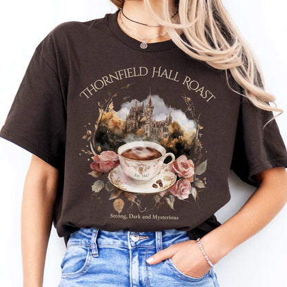 Thornfield Hall Roast Jane Eyre Charlotte Brontë Tee Dark Chocolate / S T-Shirt The Mystic Eden Bookish Book Lovers