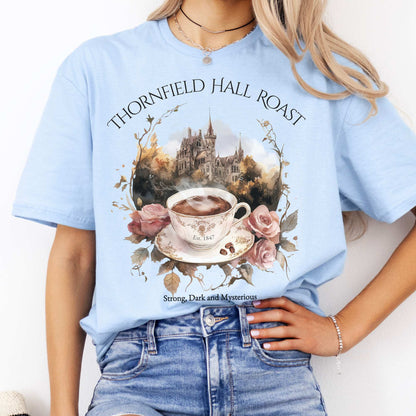 Thornfield Hall Roast Jane Eyre Charlotte Brontë Tee Light Blue / S T-Shirt The Mystic Eden Bookish Book Lovers