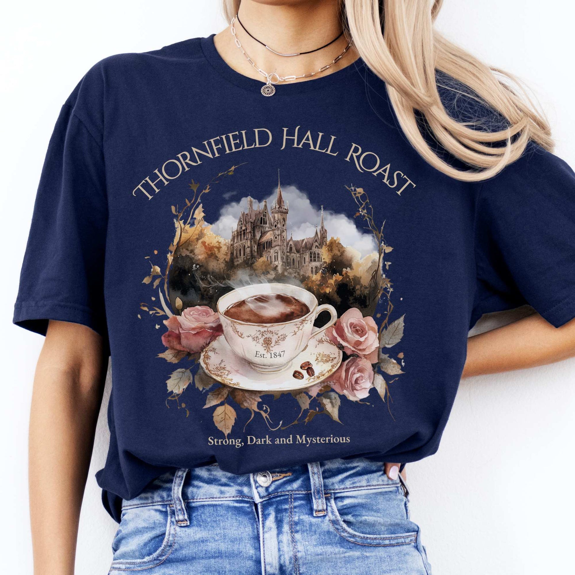 Thornfield Hall Roast Jane Eyre Charlotte Brontë Tee Navy / S T-Shirt The Mystic Eden Bookish Book Lovers