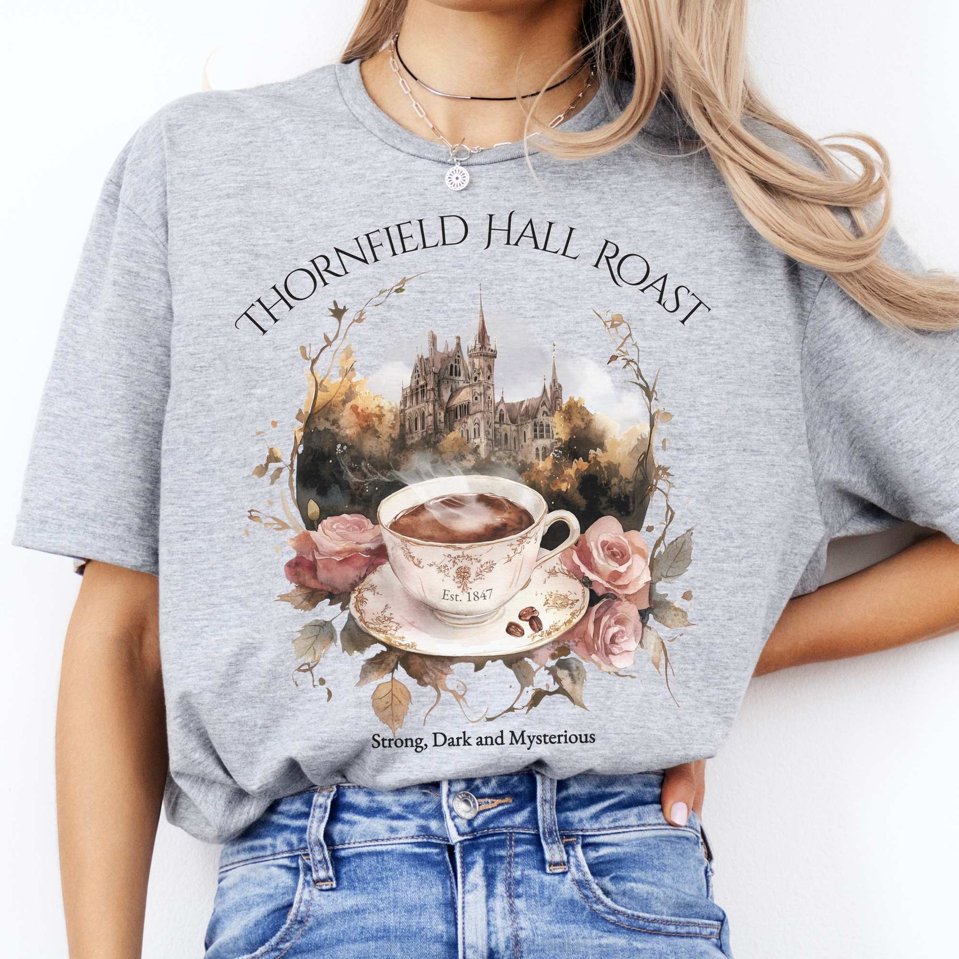 Thornfield Hall Roast Jane Eyre Charlotte Brontë Tee Sport Grey / S T-Shirt The Mystic Eden Bookish Book Lovers
