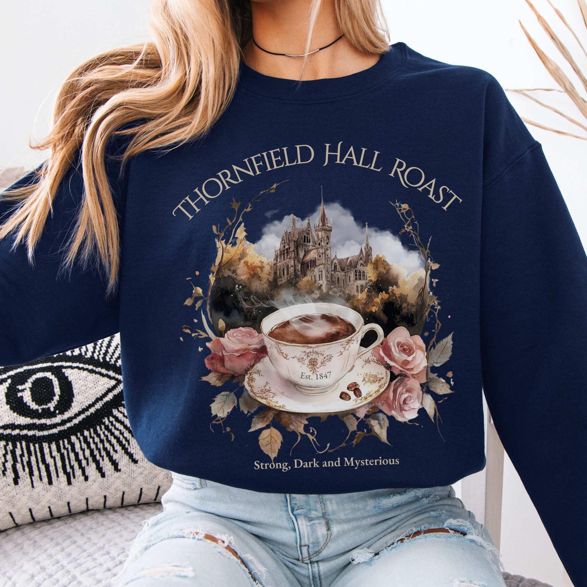 Thornfield Hall Roast Jane Eyre Sweatshirt Navy / S Sweatshirt The Mystic Eden Bookish Book Lovers