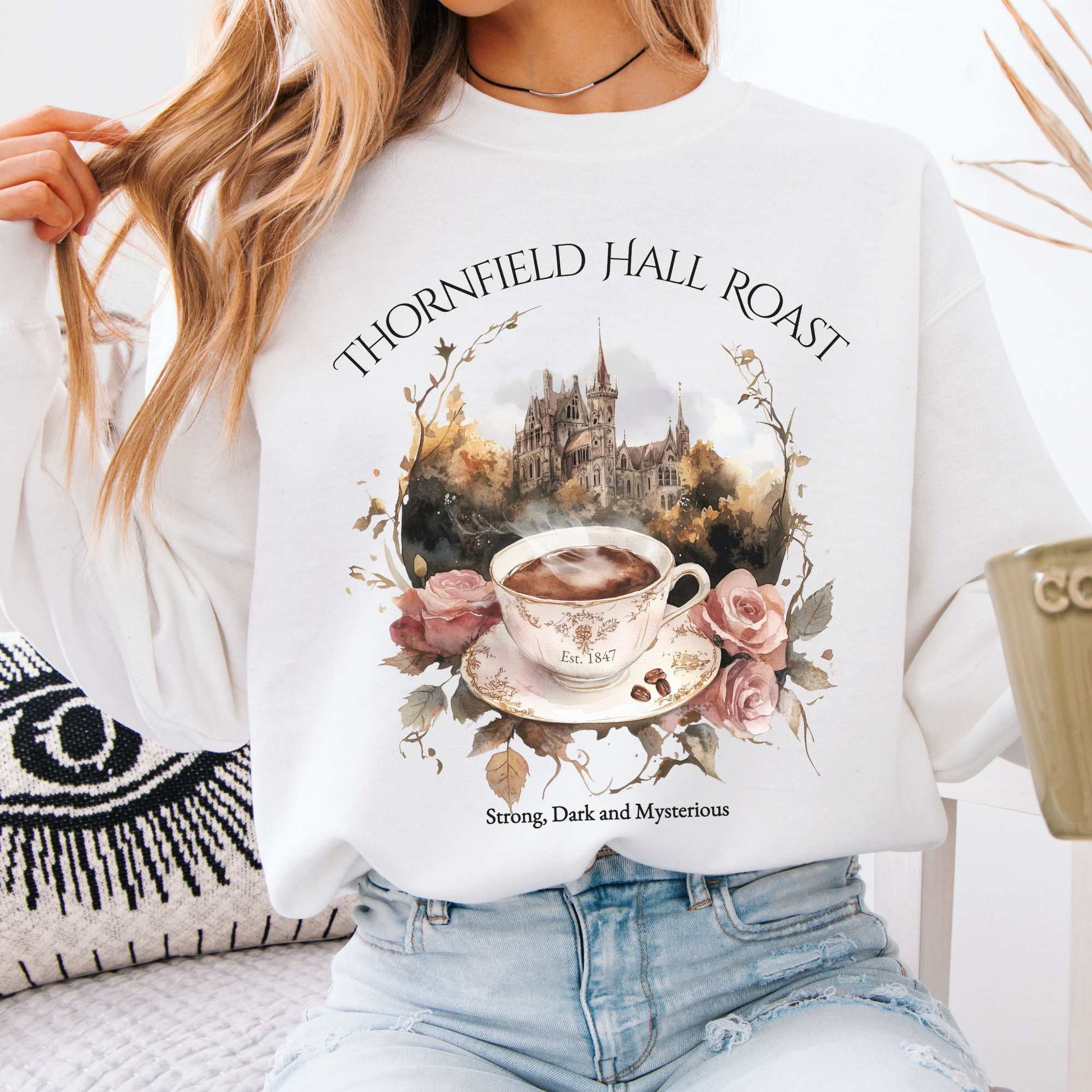 Thornfield Hall Roast Jane Eyre Sweatshirt White / S Sweatshirt The Mystic Eden Bookish Book Lovers