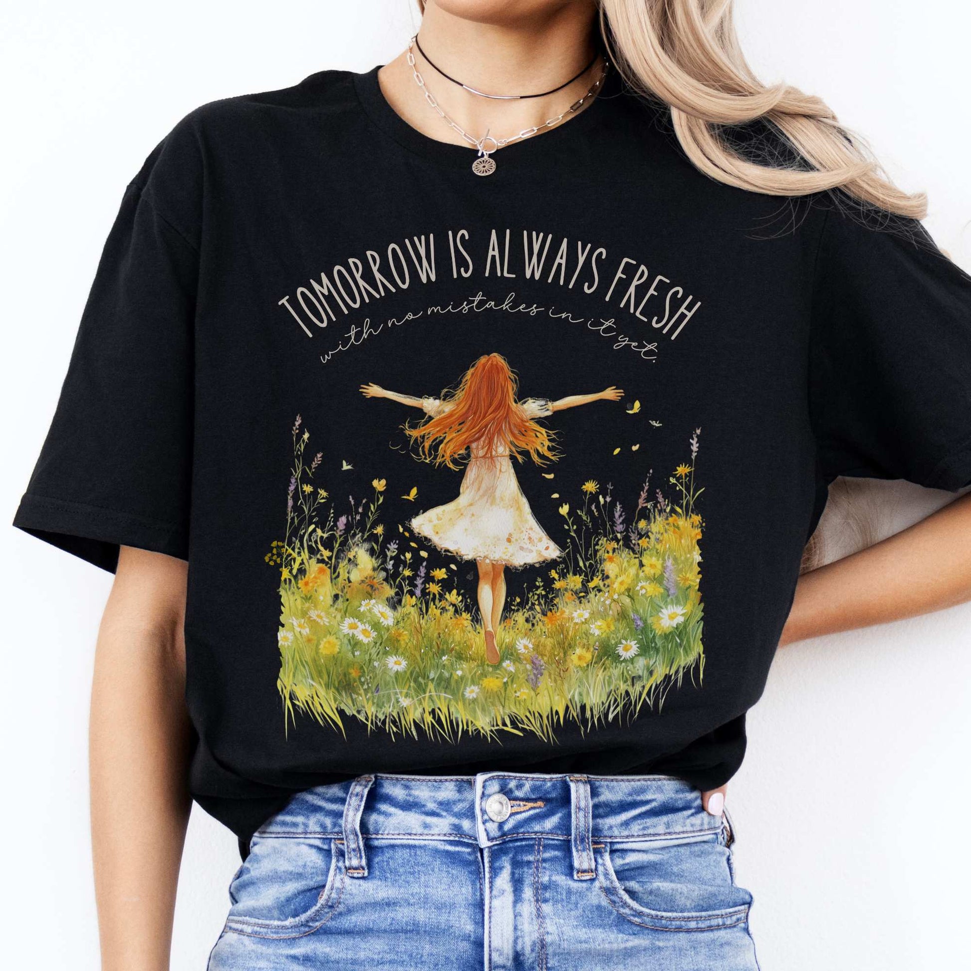 Tomorrow is Always Fresh With No Mistakes Anne of Green Gables Shirt Black / S T-Shirt The Mystic Eden Bookish Book Lovers