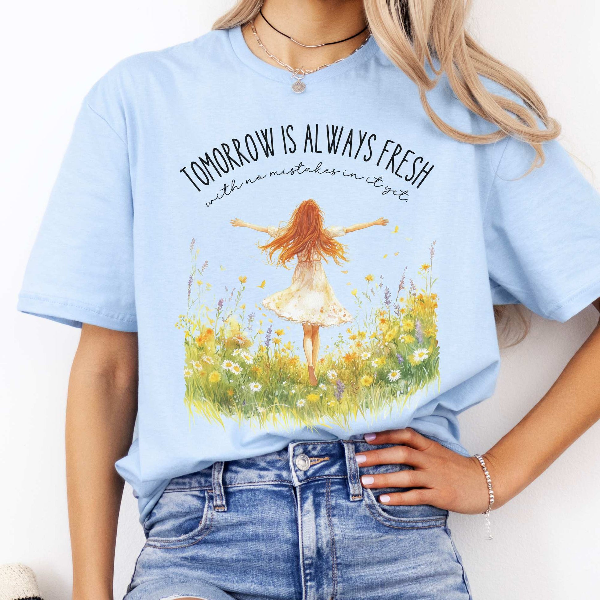 Tomorrow is Always Fresh With No Mistakes Anne of Green Gables Shirt Light Blue / S T-Shirt The Mystic Eden Bookish Book Lovers