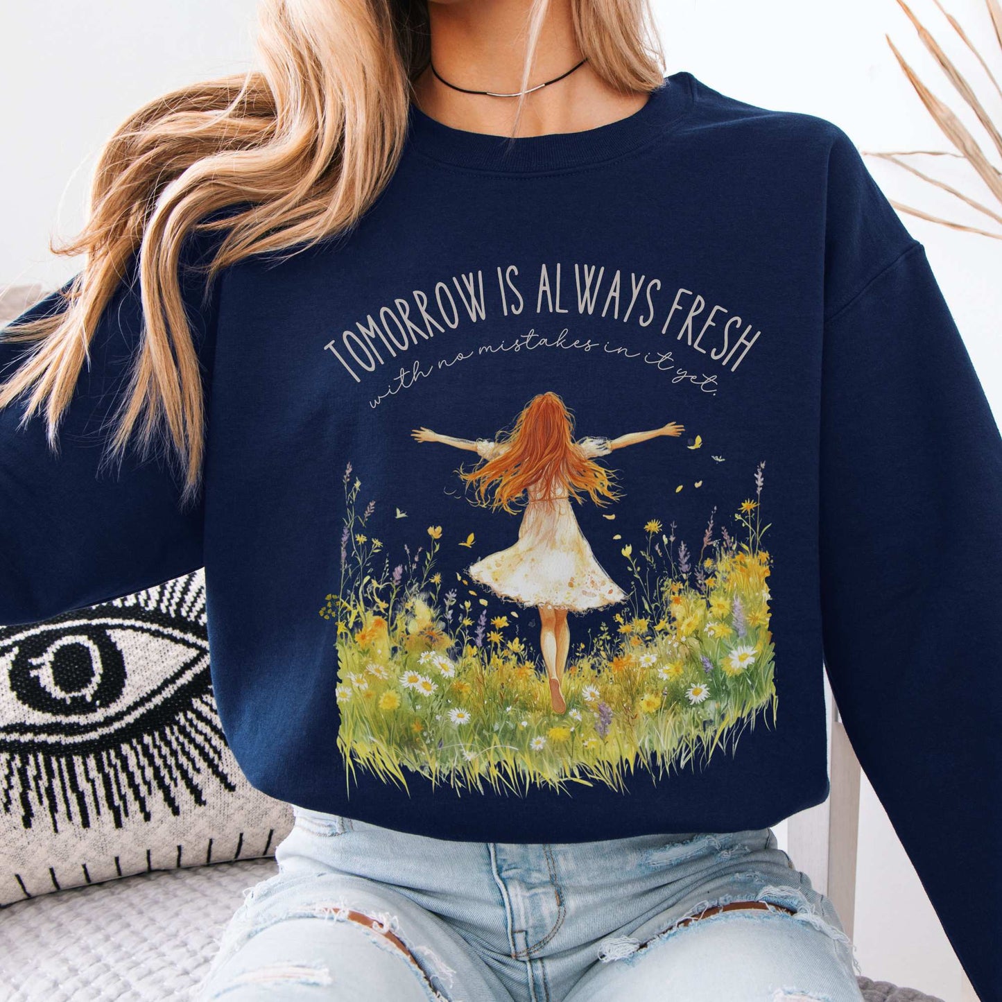 Tomorrow Is Always Fresh With No Mistakes In it Anne of Green Gables Sweatshirt Navy / S Sweatshirt The Mystic Eden Bookish Book Lovers
