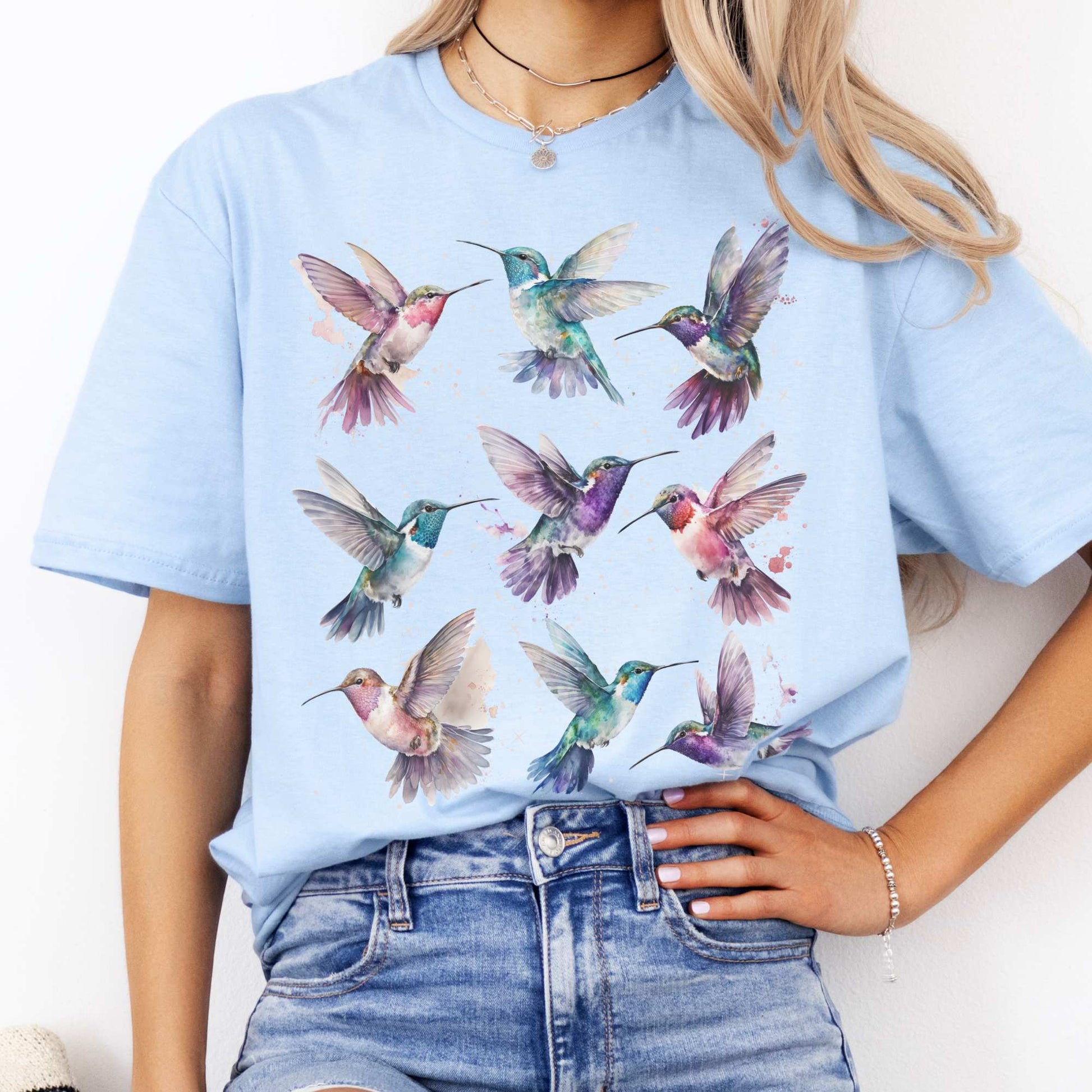 Vintage Hummingbird T-shirt Light Blue / S T-Shirt The Mystic Eden Bookish Book Lovers