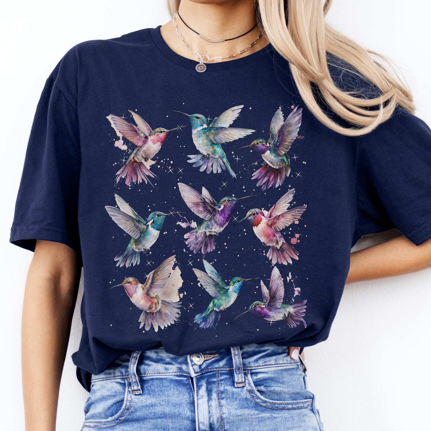 Vintage Hummingbird T-shirt Navy / S T-Shirt The Mystic Eden Bookish Book Lovers