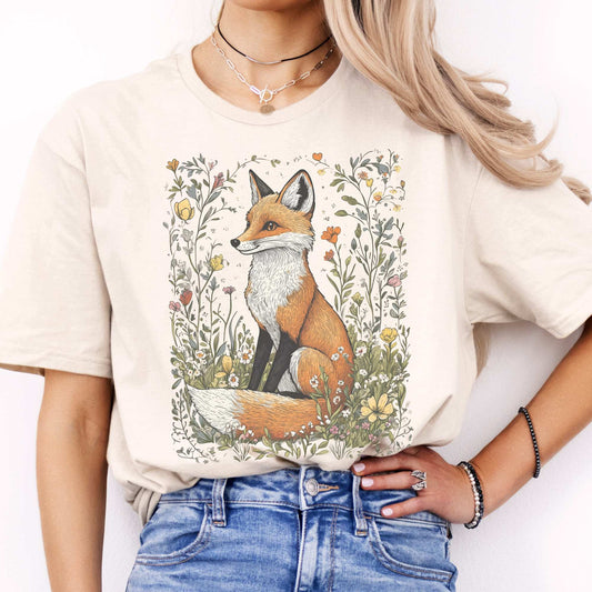 Vintage Style Fox Cottagecore Shirt Natural / S T-Shirt The Mystic Eden Bookish Book Lovers
