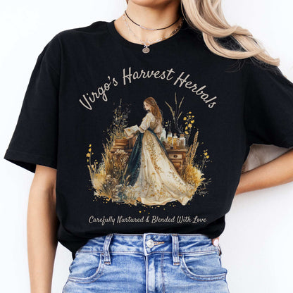 Virgo's Harvest Herbals Zodiac Shirt Black / S T-Shirt The Mystic Eden Bookish Book Lovers