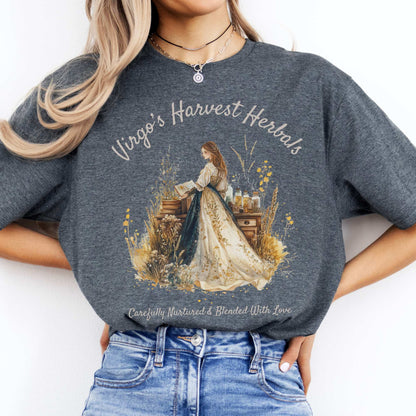 Virgo's Harvest Herbals Zodiac Shirt Dark Heather / S T-Shirt The Mystic Eden Bookish Book Lovers