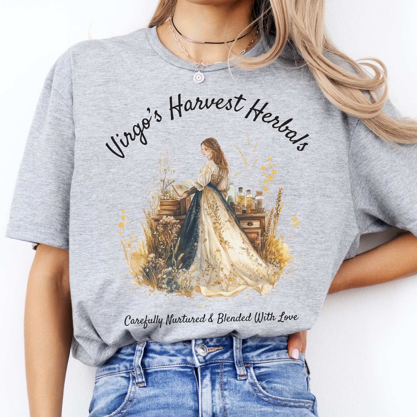 Virgo's Harvest Herbals Zodiac Shirt Sport Grey / S T-Shirt The Mystic Eden Bookish Book Lovers