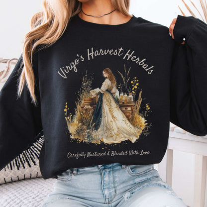 Virgo's Harvest Herbals Zodiac Sweatshirt Black / S Sweatshirt The Mystic Eden Bookish Book Lovers