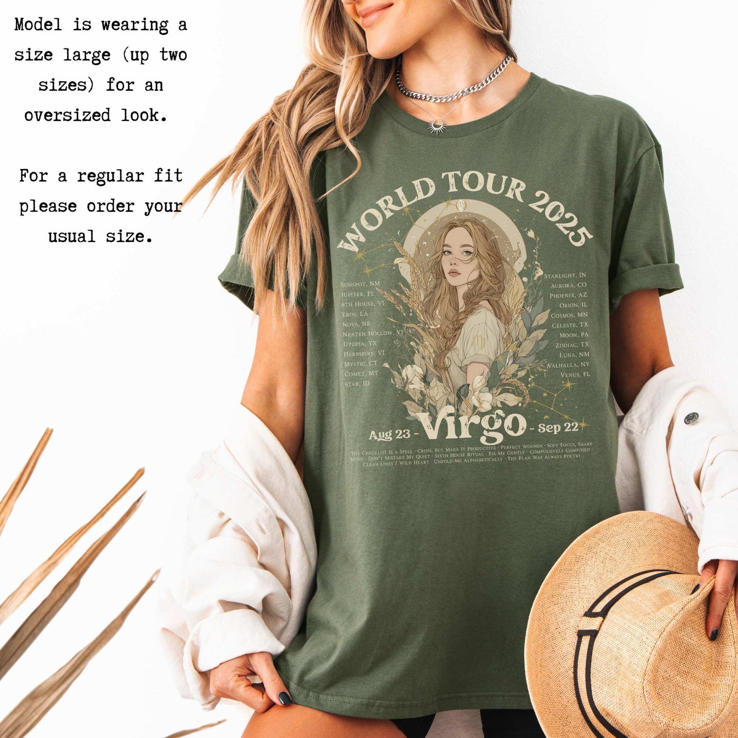 Virgo Zodiac Concert T-Shirt - Zodiac World Tour 2025 Shirt T-Shirt The Mystic Eden Bookish Book Lovers
