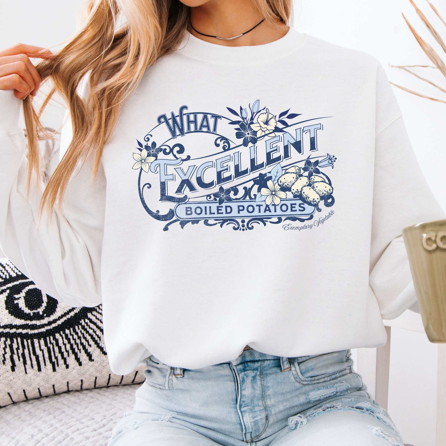 What Excellent Boiled Potatoes Pride and Prejudice Jane Austen Sweatshirt White / S Sweatshirt The Mystic Eden Bookish Book Lovers