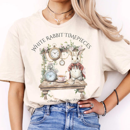 White Rabbit Timepieces Shirt Alice in Wonderland Natural / S T-Shirt The Mystic Eden Bookish Book Lovers