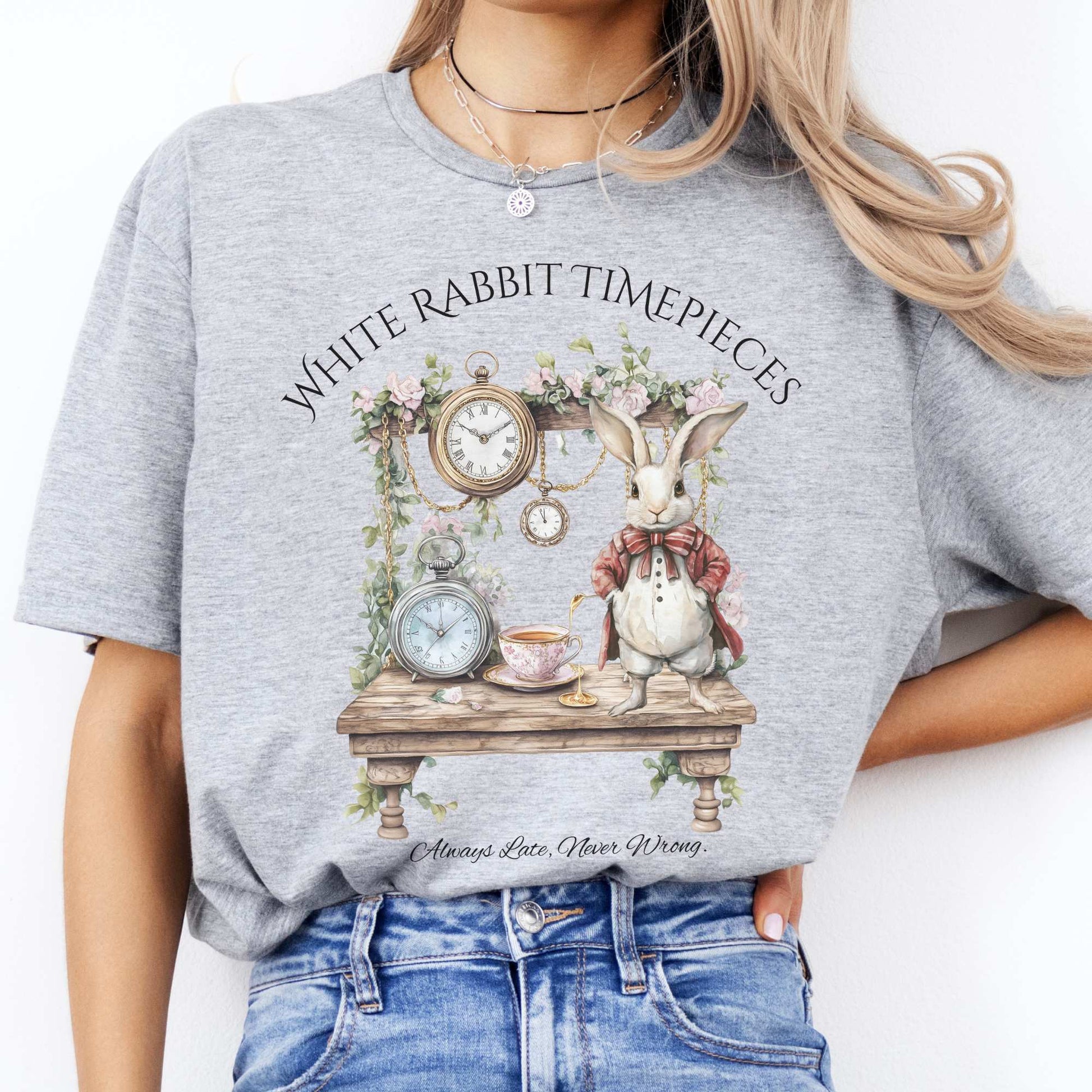 White Rabbit Timepieces Shirt Alice in Wonderland Sport Grey / S T-Shirt The Mystic Eden Bookish Book Lovers