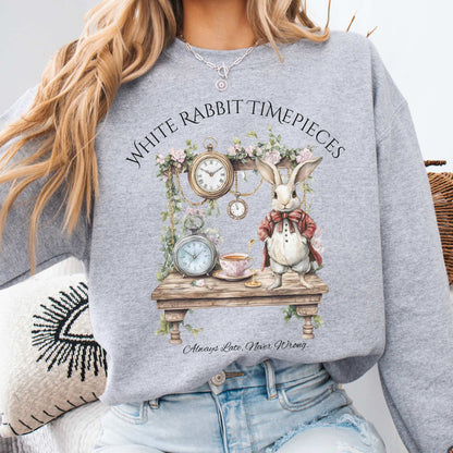 White Rabbit Timepieces Sweatshirt Alice in Wonderland Sport Grey / S Sweatshirt The Mystic Eden Bookish Book Lovers