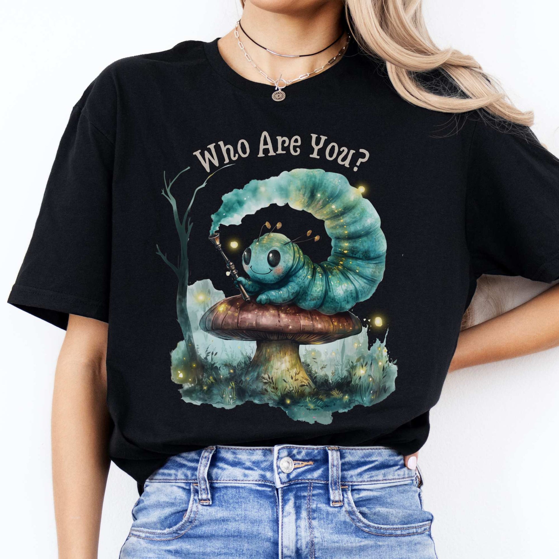 Who Are You Caterpillar Shirt - Alice's Adventures in Wonderland Black / S T-Shirt The Mystic Eden Bookish Book Lovers