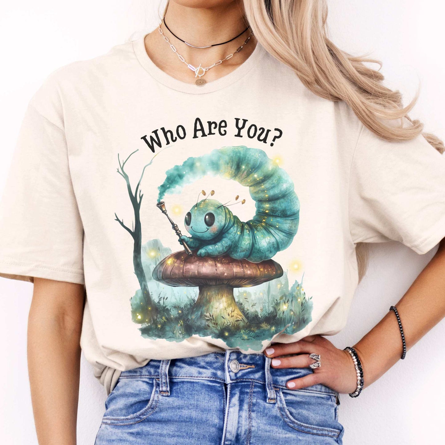 Who Are You Caterpillar Shirt - Alice's Adventures in Wonderland Natural / S T-Shirt The Mystic Eden Bookish Book Lovers