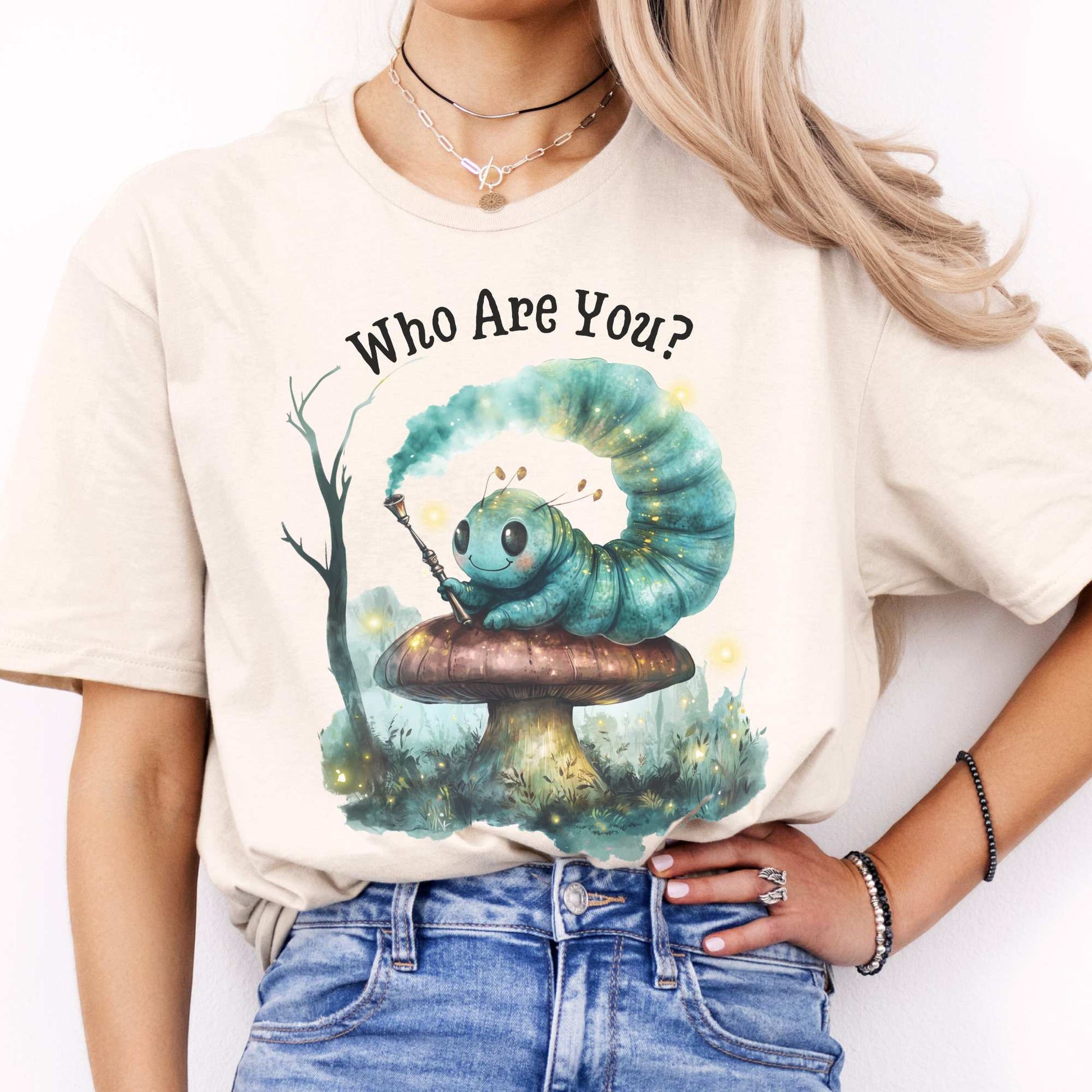Who Are You Caterpillar Shirt - Alice's Adventures in Wonderland Natural / S T-Shirt The Mystic Eden Bookish Book Lovers