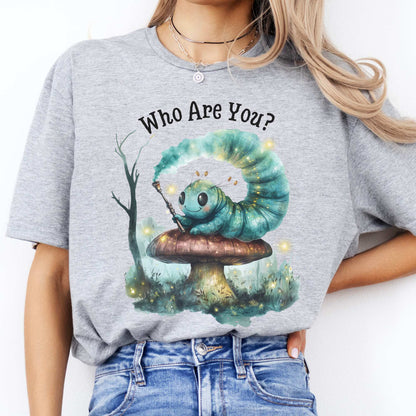 Who Are You Caterpillar Shirt - Alice's Adventures in Wonderland Sport Grey / S T-Shirt The Mystic Eden Bookish Book Lovers