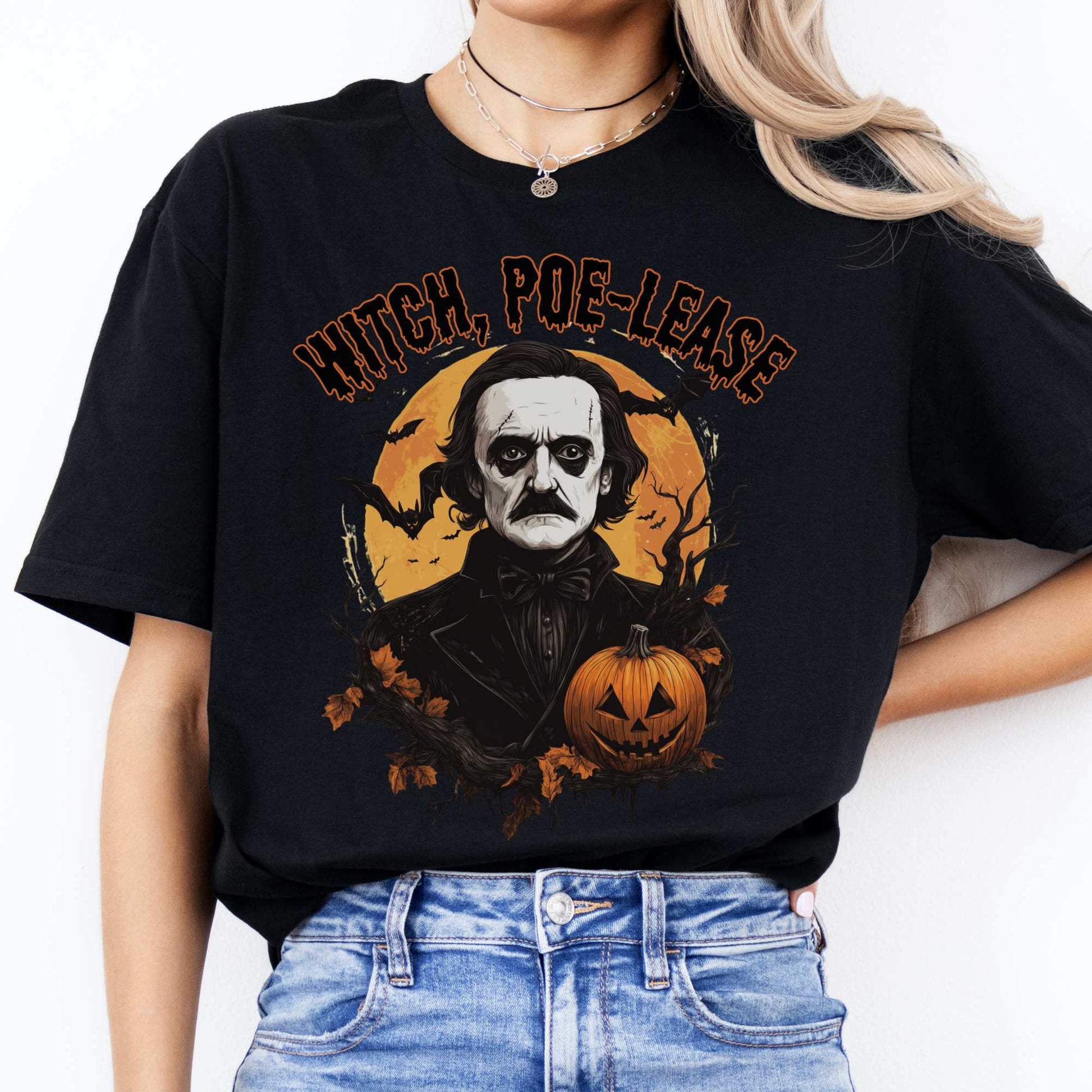 Witch Poe-lease Edgar Allan Poe Halloween Shirt Black / S T-Shirt The Mystic Eden Bookish Book Lovers