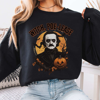 Witch Poe-lease Edgar Allan Poe Halloween Sweatshirt Black / S Sweatshirt The Mystic Eden Bookish Book Lovers
