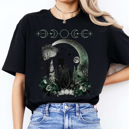 Witchy Black Cat Shirt Black / S T-Shirt The Mystic Eden Bookish Book Lovers