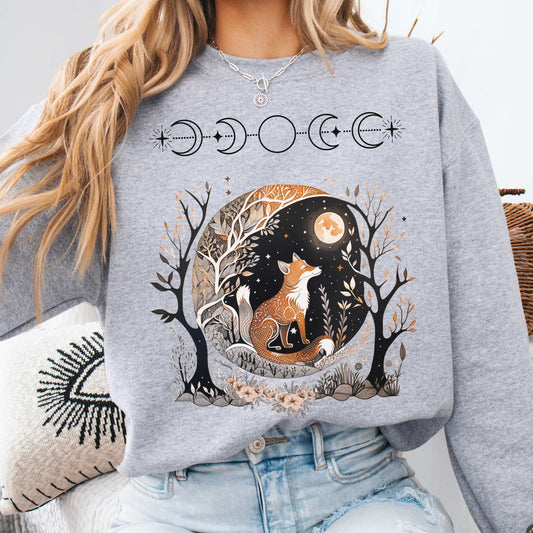 Witchy Fox Sweatshirt Sport Grey / S Sweatshirt The Mystic Eden Bookish Book Lovers