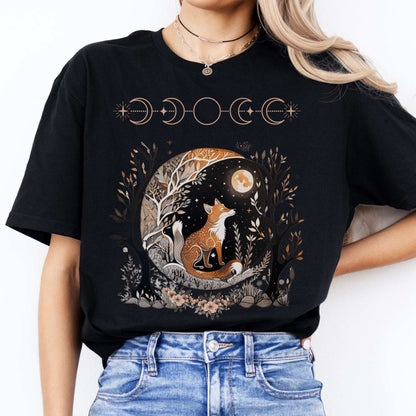 Witchy Fox Whimsigoth T-shirt Black / S T-Shirt The Mystic Eden Bookish Book Lovers