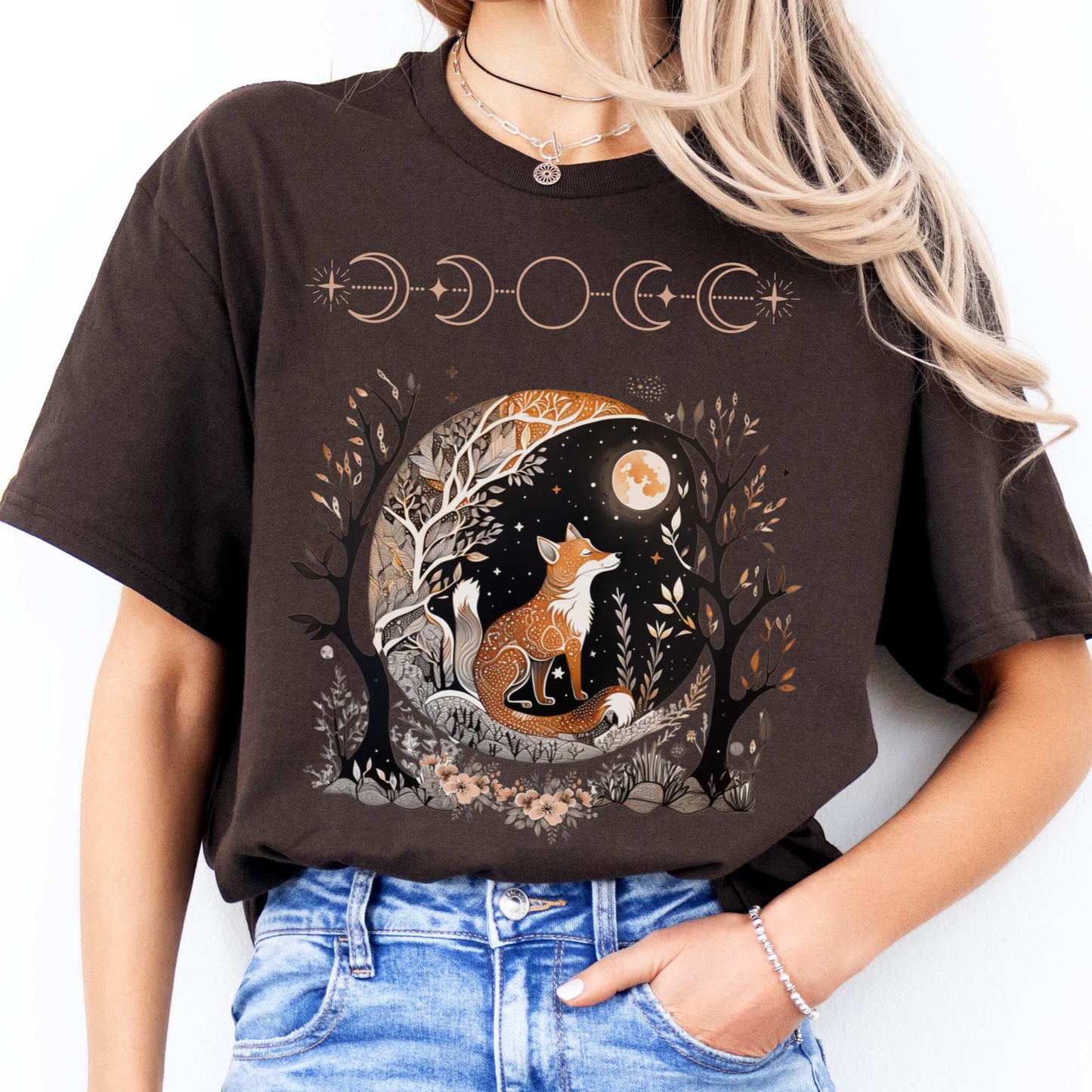 Witchy Fox Whimsigoth T-shirt Dark Chocolate / S T-Shirt The Mystic Eden Bookish Book Lovers