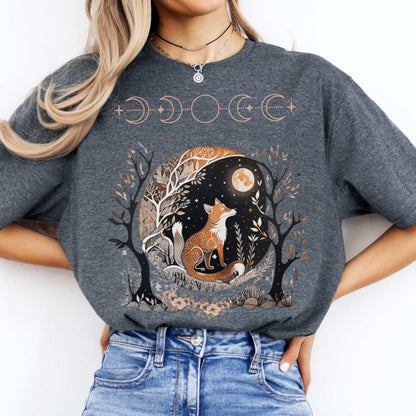 Witchy Fox Whimsigoth T-shirt Dark Heather / S T-Shirt The Mystic Eden Bookish Book Lovers